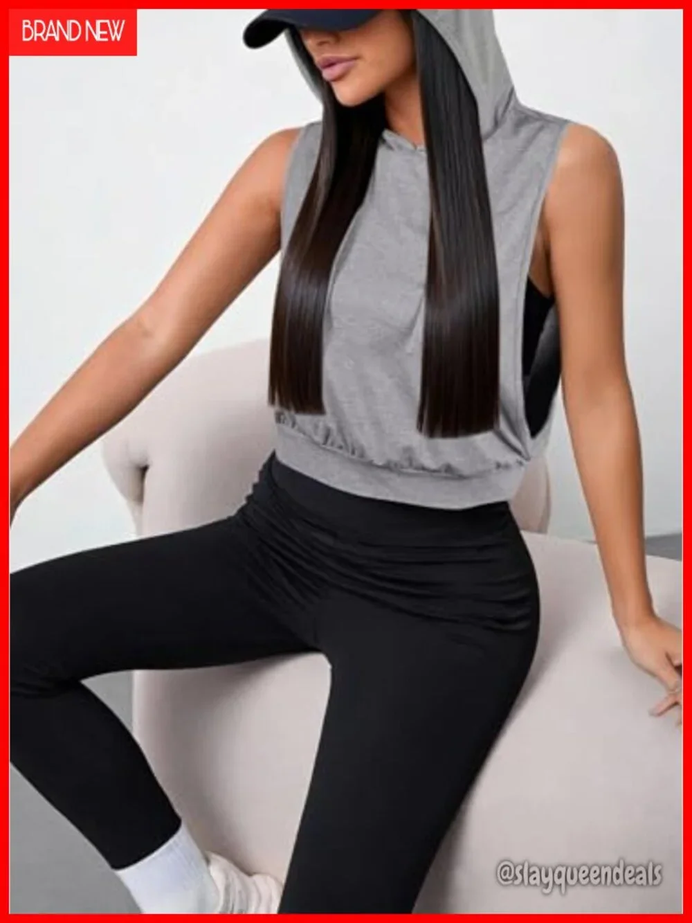 N/A sleeveless hooded